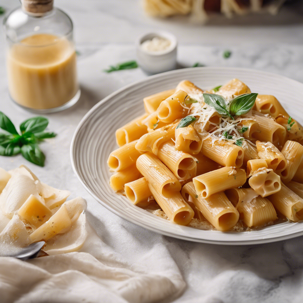 Extra Parmesan Rigatoni with Creamy Garlic Sauce