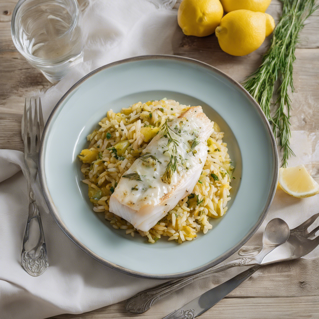 Greek Baked Cod with Feta Orzo and Lemon Dill Sauce