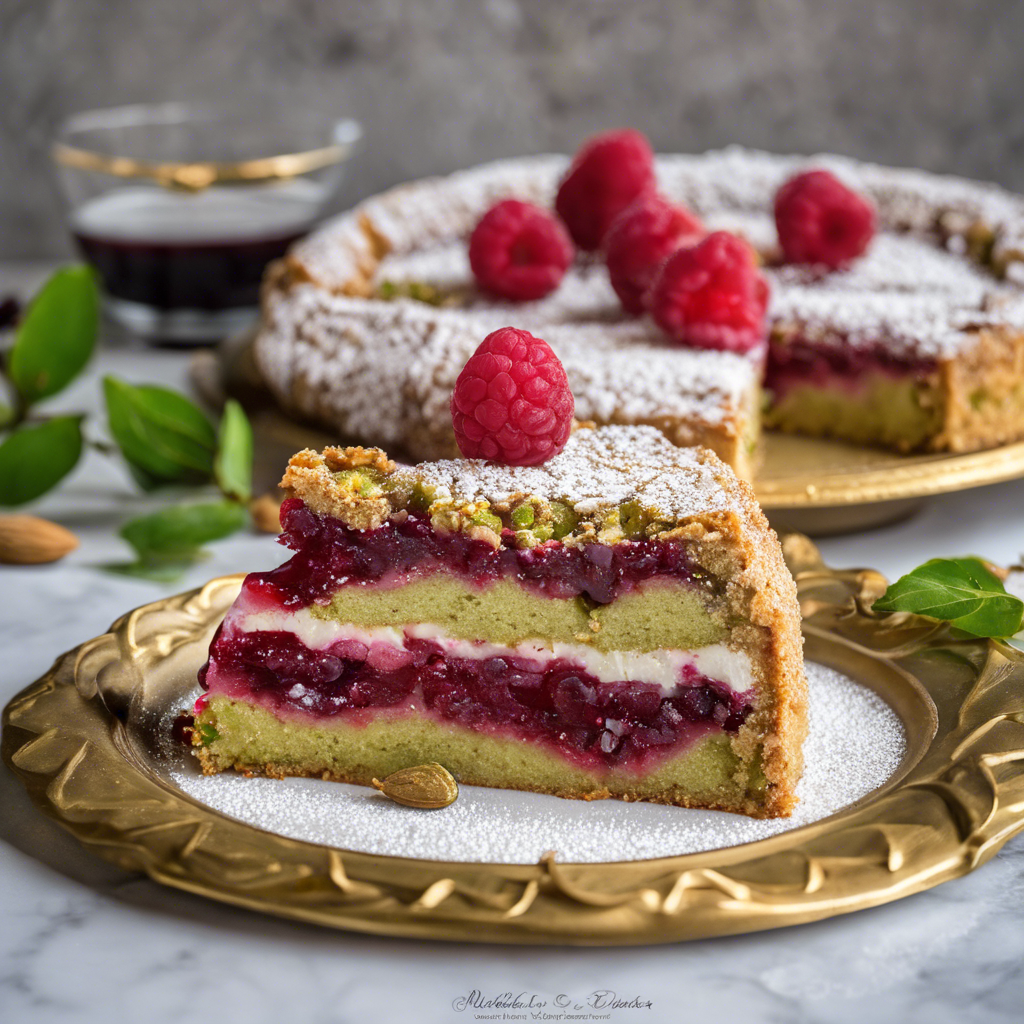Pistachio Crusted Almond Flour Raspberry Linzer Torte
